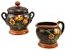 Tuscany Vineyard Wine Brown Flower Sugar & Creamer Saucer 2pc
