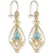 Jewelco London 9ct Yellow gold chandelier drop earrings set with single pear-shaped blue topaz stone