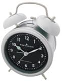 Precision MSF Radio controlled Silver case black dial Double Bell alarm clock with light & snooze