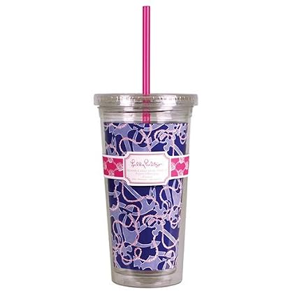 Lilly Pulitzer Acrylic Tumbler with Straw - Booze Cruise