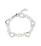 Solid Big Small Heart Links .925 Sterling Silver Anklet