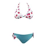 Bikini Set Strawberry White Top  Blue Bottom