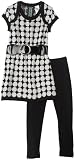 Guess Girls 2-6x Short Sleeve Sweater Dress With Legging,Black,L(6X)
