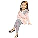 Lisli New Girls Bow Striped Leggings Suit Long Sleeve Shirts Tops Sets