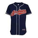 MLB Men's Cleveland Indians Cooperstown RC Synthetic  Replica Jersey, Navy, Medium