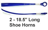 Lot of 2 Extra Long Shoe Horns Blue Plastic 18.5"
