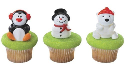 Christmas Party Holiday Friends Cupcake Rings Cake Toppers Favors 12