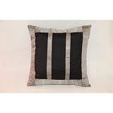 Taupe and silver silk pillow