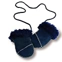 Navy Lambskin Mittens (3-24 months)