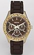 Fossil #ES2897 Women's Stella Brown Silicone Strap Multi Function Glitz Accented Watch