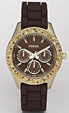 Fossil #ES2897 Women's Stella Brown Silicone Strap Multi Function Glitz Accented Watch