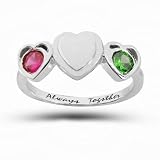 Customized Sterling Silver Couple's Name and Birthstone Ring-available in Size 4 to 14 -Ship in 3 to 4 Weeks
