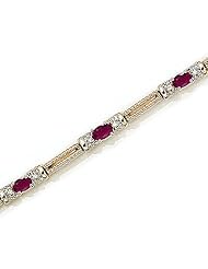 10kt Yellow Gold Oval Ruby and Diamond Bracelet