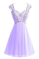 A-line Chiffon Backless Crystal Beaded Lace Sequined Crystals Short Mini-SILHOUETTEEvening Dress/Homecoming Dress/Prom Dress/Party Dress/Wedding Dress/Mini Dress 
