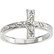 14K White Gold Crucifix Woman's Ring