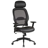 Office Star SPACE Collection: Air Grid Deluxe Task Chair with Leather Seat and Headrest