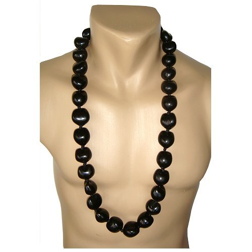 Hawaiian Kukui Nut Black Shell 32" Necklace