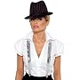 SILVER SEQUIN BRACES LADY GANGSTER FANCY DRESS COSTUME