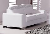 Beautiful Luxurious White Leather Contemporary Sofa Loveseat Living Room Set