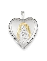 Sterling Silver Gold-Plated Our Lady Of Guadalupe 20mm Heart Locket