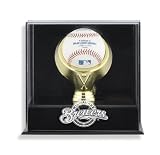 Milwaukee Brewers Wall Mounted Gold Ring Baseball Logo Display Case
