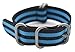 ArtStyle Watch Band with Colorful Nylon Material Strap and Heavy Duty Brushed Buckle (Black/Blue, 22mm)