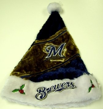 Milwaukee Brewers MLB Colorblock Himo Plush Santa Hat