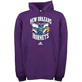 NBA adidas New Orleans Hornets Purple Full Primary Logo Pullover Hoodie Sweatshirt (X-Large)
