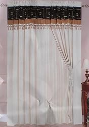 Coffee Brown / Beige Micro Suede Windows Curtain 120x84"