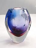 Murano Glass Vase Mouth Blown Art Rainbow Sommerso Vase K76