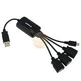 Usb Squid, 3-Port Hub With Mini 5-Pin Male, Black for Sony Playstation 3 PS3 Slim Xbox 360 Nintendo 