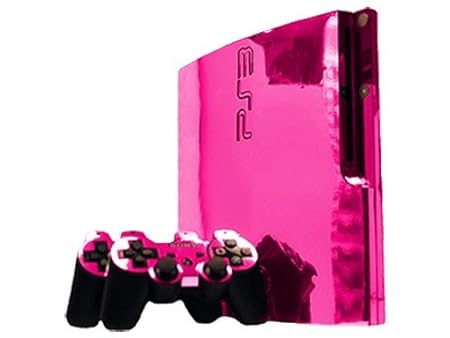 Sony PlayStation 3 Slim Skin (PS3 Slim) - NEW - PINK CHROME MIRROR system skins faceplate decal mod