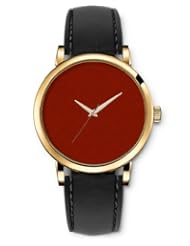 SPRAWL Aanalog Fashion Series Gold Ladies Watches of Genuine Black Leather Strap,Unique Wrist Watch for Women Girls Designed with red background