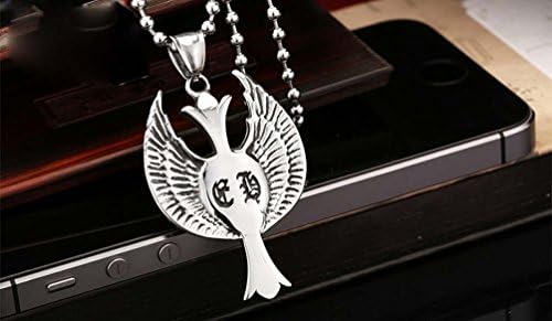 Clara Jewel Men's Punk Vintage Stainless Steel Gothic Skull Cross Wing Pendant Necklace For Men For Boys