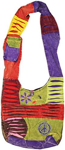 a2zgift4u Hobo Bohemian Hippie Cotton Ripped Razor Cut Crossbody Bag Purse Handmade Nepal
