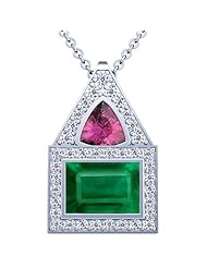 18K White Gold Emerald Cut Emerald And Diamond Pendant (GIA Certificate)