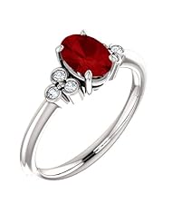 Platinum 7.00x5.00mm Oval Cut Ruby and Diamond Ring -- LIFETIME WARRANTY