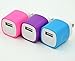 Wall Charger, OKRAY [3-Pack] 5V/1AMP 1-Port USB Wall Home Travel Charger Plug Power Adapter For iPhone 6/6 plus 5S 5 4S,Samsung Galaxy S6 S5 S4 S3,HTC One M8 M9,LG G2 G3,Blackberry,Motorola And More (Blue Purple Pink)