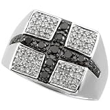 14K White Gold Men's Black & White Diamond Ring