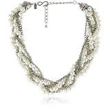Kenneth Jay Lane Silver And White Pearl Braide