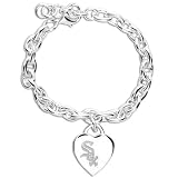 Chicago White Sox Ladies Silver Heart Charm Bracelet