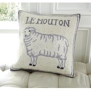French Farm Animal Hand Hooked Pillow- Ballard Designs