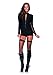 Leg Avenue Women's Zipper Front Romper with Sleeve and Side Sheer Panel