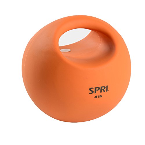 SPRI Single Handle Xerball Medicine Ball, Orange, 4-Pound