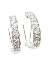 Women 14k White Gold 1.07ctw diamond Hoop earring 38 27112C Size 5.71