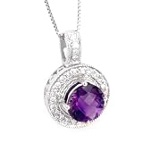 14K 1.10 CT Amethyst & Diamond Button Pendant