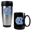 North Carolina Tar Heels Stainless Steel Travel Tumbler and Ceramic Mug Set