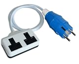 5m Ip44 Euro Schuko Cee 7/7 16a Plug To 2 X 13a Socket Fly Lead Converter. Heavy Duty Double Mains Socket Outlet For Use Camping On The Continent. Tent, Awning, Caravan Or Motorhome