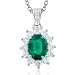 Natural Emerald and Diamond Necklace in 18k White Gold (G, SI2, 1.62 cttw) Certificate of Authenticity