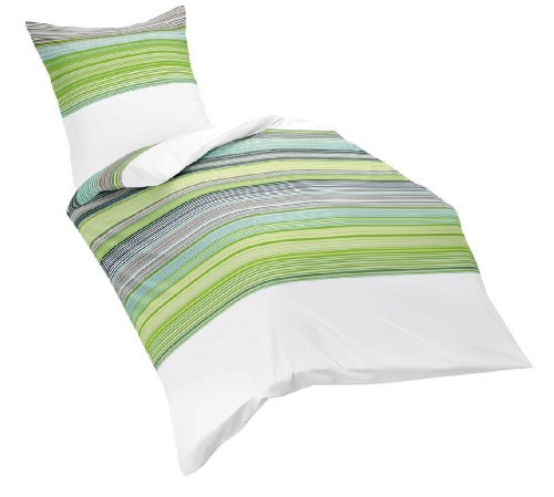 Fleuresse Milano 112108 Fb. 45 Mako-Satin-Bettw&auml;sche / 155 x 220 cm, gr&uuml;n
